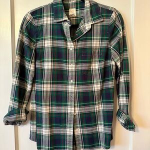 J. Crew Green and Blue Plaid Button Down Shirt